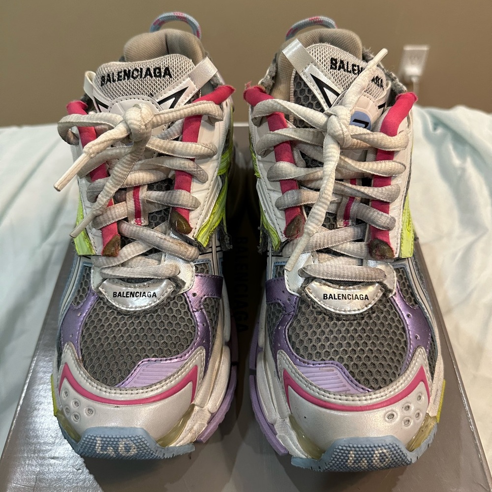 Balenciaga Kids Gray and Pink Sneakers